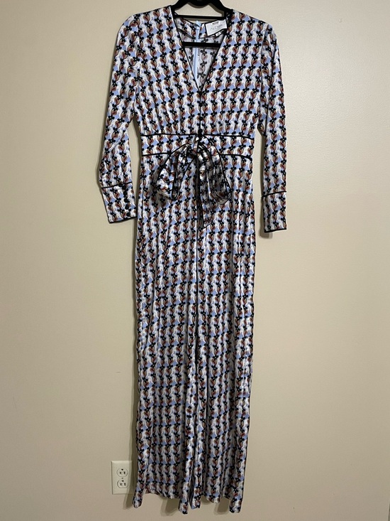 Alexis Pants - Alexis Yarra printed long sleeve tie front jumpsuit size small